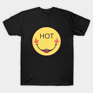 Emoji face icon with phrase Hot T-Shirt